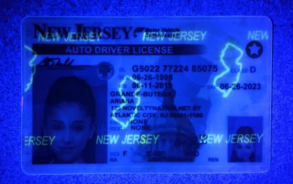 new jersey drivers license front blacklight uv