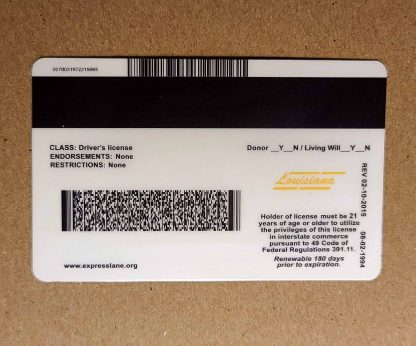 louisiana drivers license back barcode scan