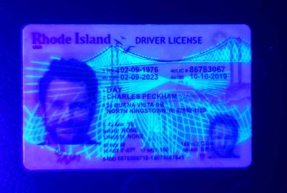rhode island drivers license front blacklight UV