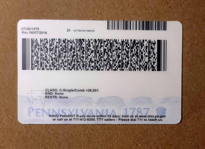 pennsylvania drivers license back barcode scan